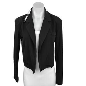 NEW Fashion Nova Black Classy Moves Open Front Cropped Blazer Coat Jacket Sz XS